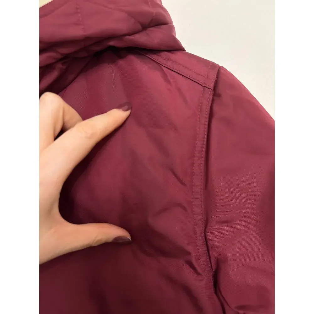 J. Crew Parka Girls 14 Maroon Red PrimaLoft Fishtail Hooded Sherpa Lined Jacket